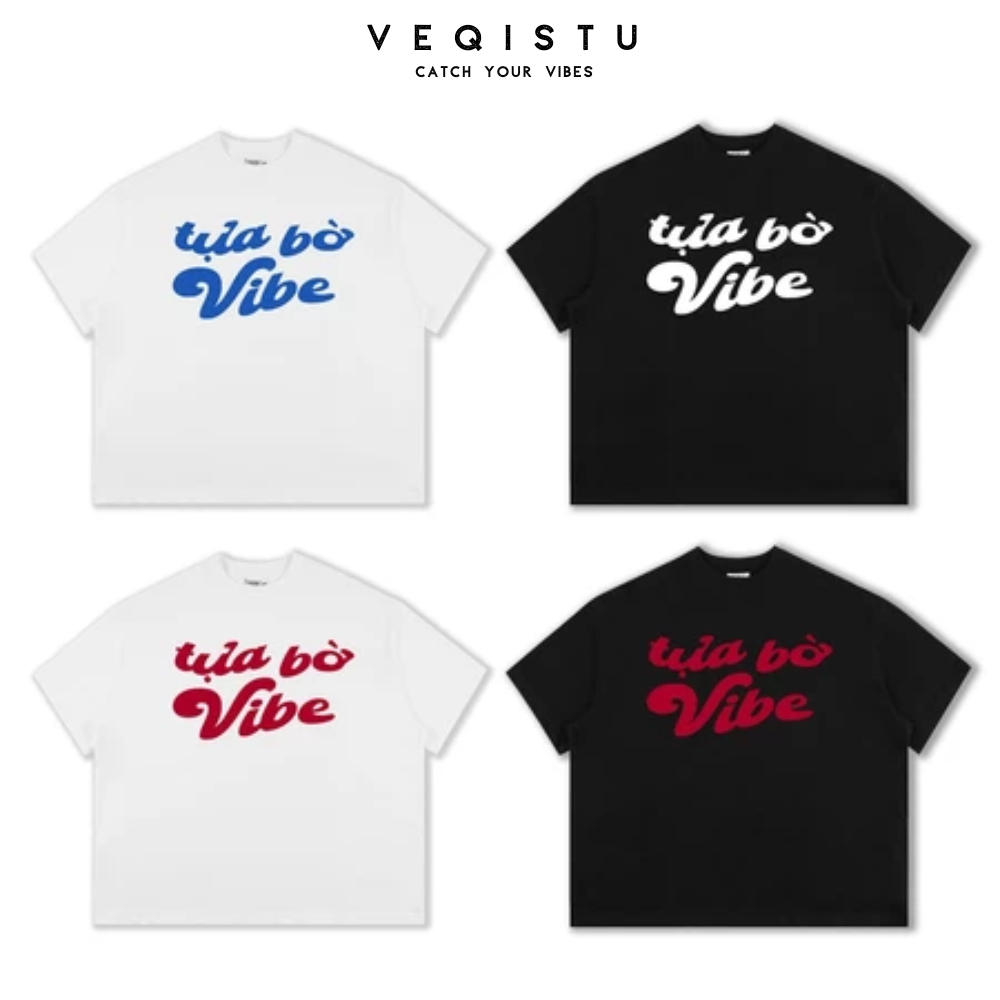 Áo Thun Local Brand VEQISTU "Tựa Bờ Vibe", Áo Thun Boxy Form Rộng Unisex 250Gsm 100% Cotton