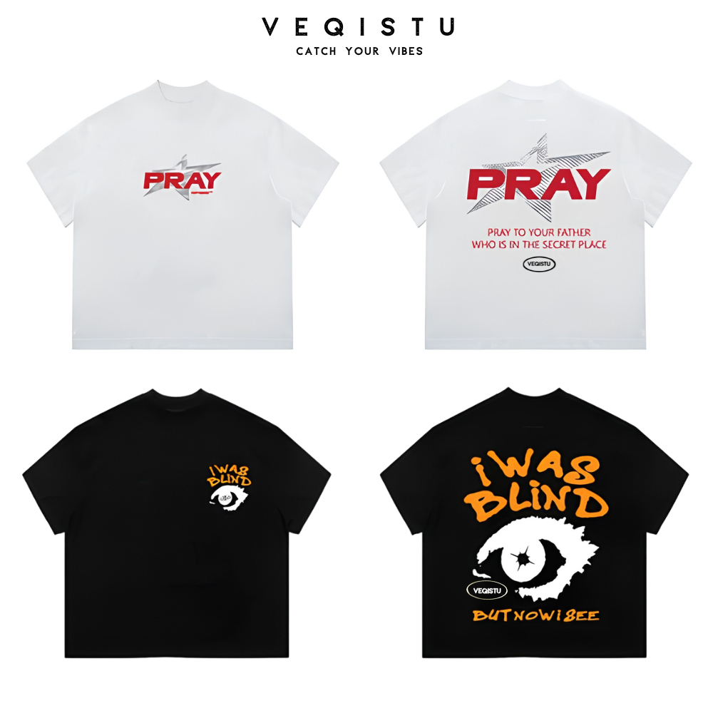 Áo thun BOXY Local Brand VEQISTU "Bray and Blind" Áo Thun Boxy Form Rộng Unisex Nam Nữ Tay Ngắn  250Gsm Cotton