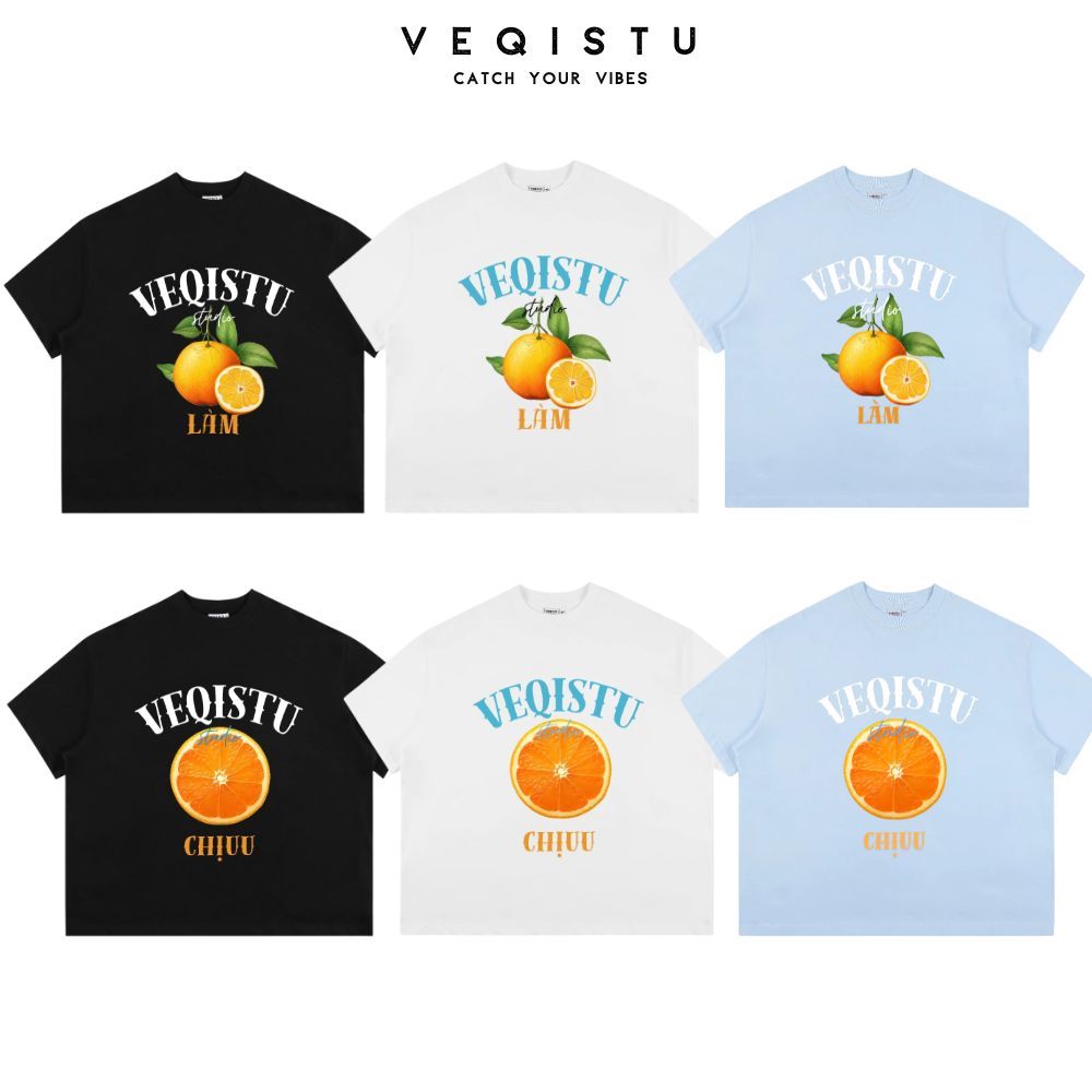 Áo Thun Local Brand VEQISTU "Quýt Làm Cam Chịu", Áo Thun Boxy Form Rộng Unisex 250Gsm 100% Cotton