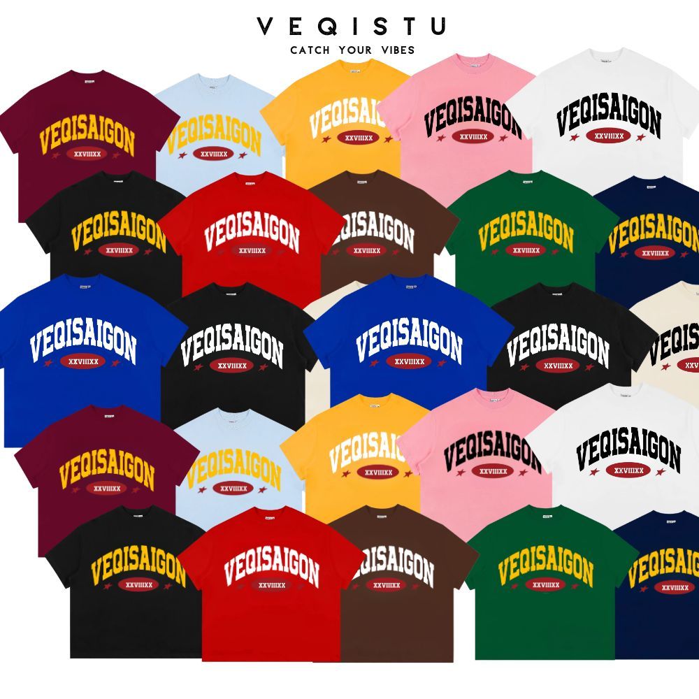 Áo Thun Big Boxy Local Brand VEQISTU Cotton Cổ Tròn Form Rộng Unisex Nam Nữ "VEQISAIGON XXVIIIXX" Oversize Streetwear