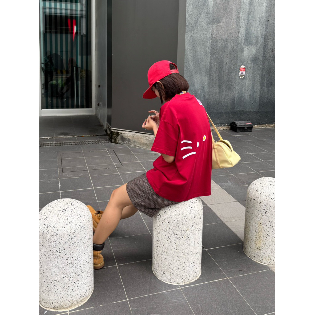 UMEESAIGON Áo Thun Big Boxy Form Rộng Tay Ngắn Cotton Cổ Tròn Nam Nữ " MÈO RÂU "