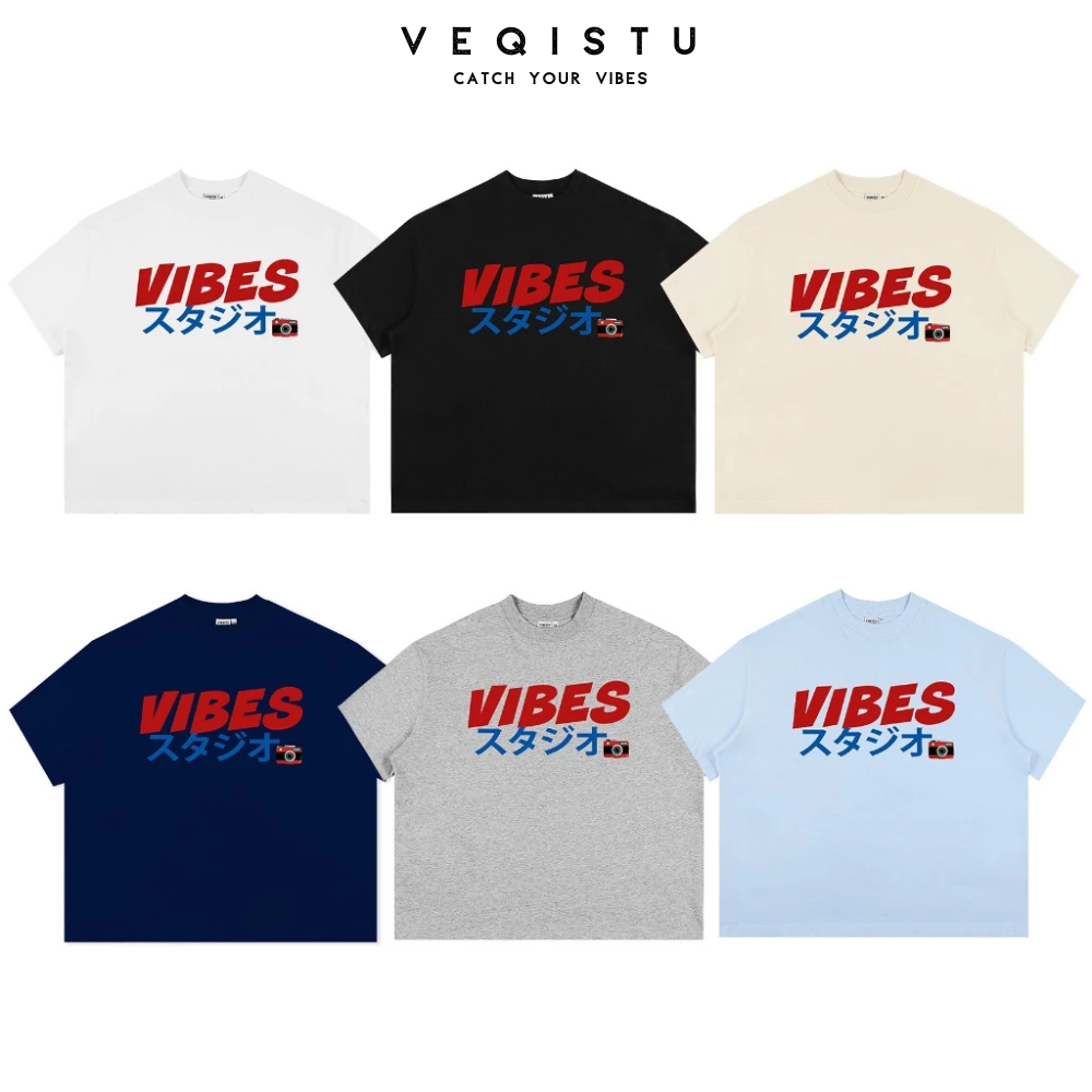 Áo Thun Local Brand VEQISTU " Vibes Japan ", Áo Thun Boxy Form Rộng Unisex 250Gsm 100% Cotton