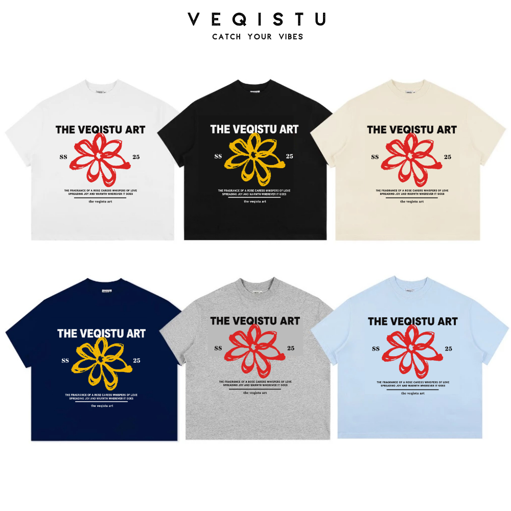 Áo Thun Local Brand VEQISTU" Flower SS25 " Form Big Boxy Unisex 250Gsm Cotton